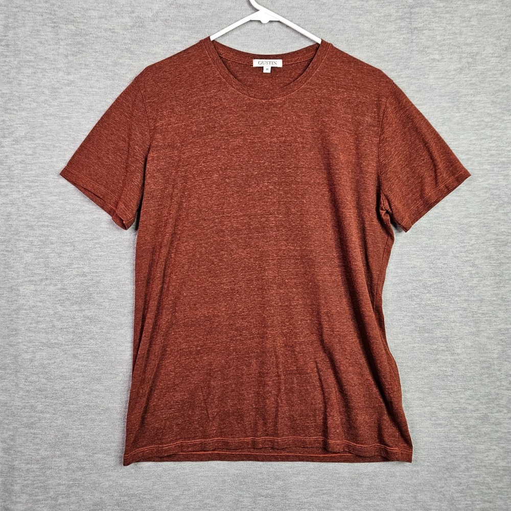 GUSTIN Men's Rusty Brown Short Sleeve Crew Neck Tee Size M Made in USA
